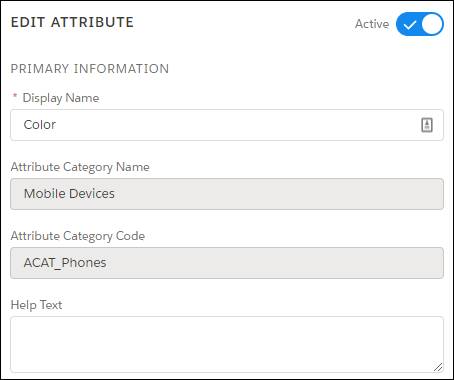 The Primary Information section in the Edit Attribute pane.
