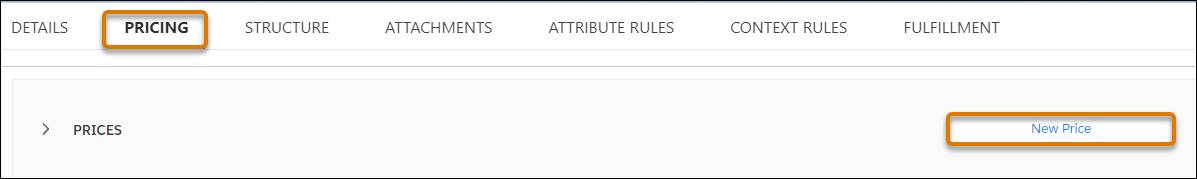 The New Price button on the Pricing tab.