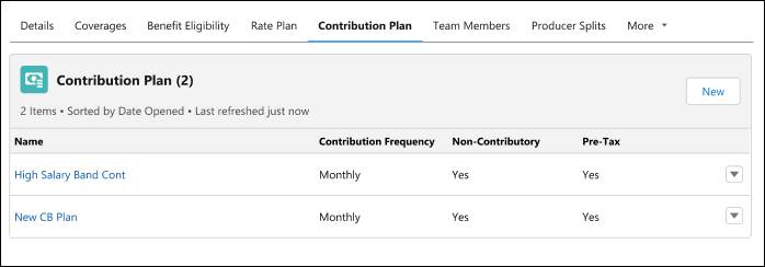 Contribution Plan tab showing new High Salary Band plan.