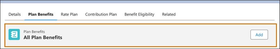 保険契約補償範囲の [Plan Benefits (プラン給付)] タブ。