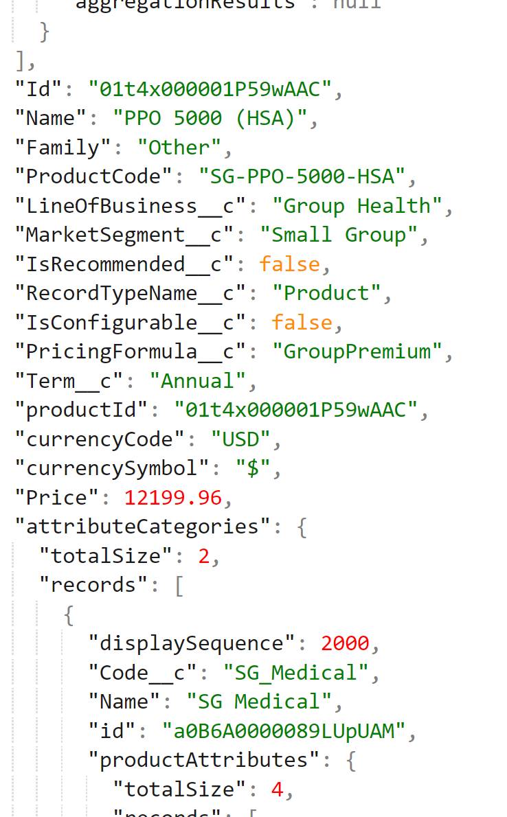 Part of the JSON returned for getRatedProducts