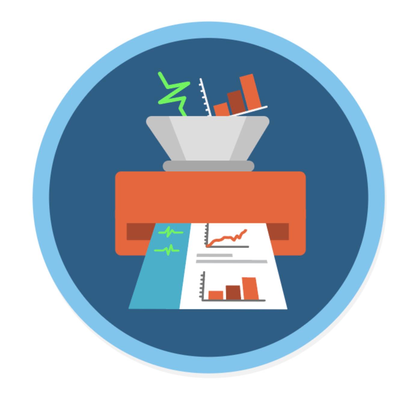 A machine receiving different documents and creating an organized one.