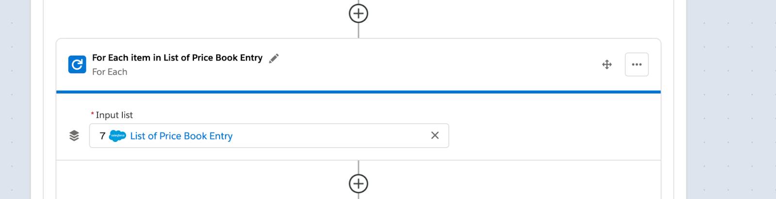For Each block in Else branch iterating over list of price book entries from step 7 of flow.