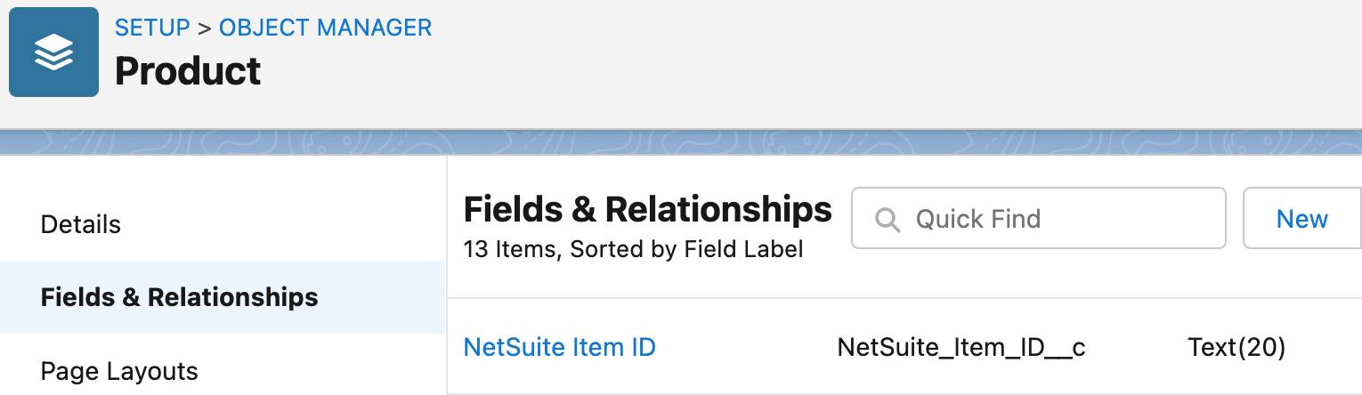 Product object with custom field NetSuite Item ID.