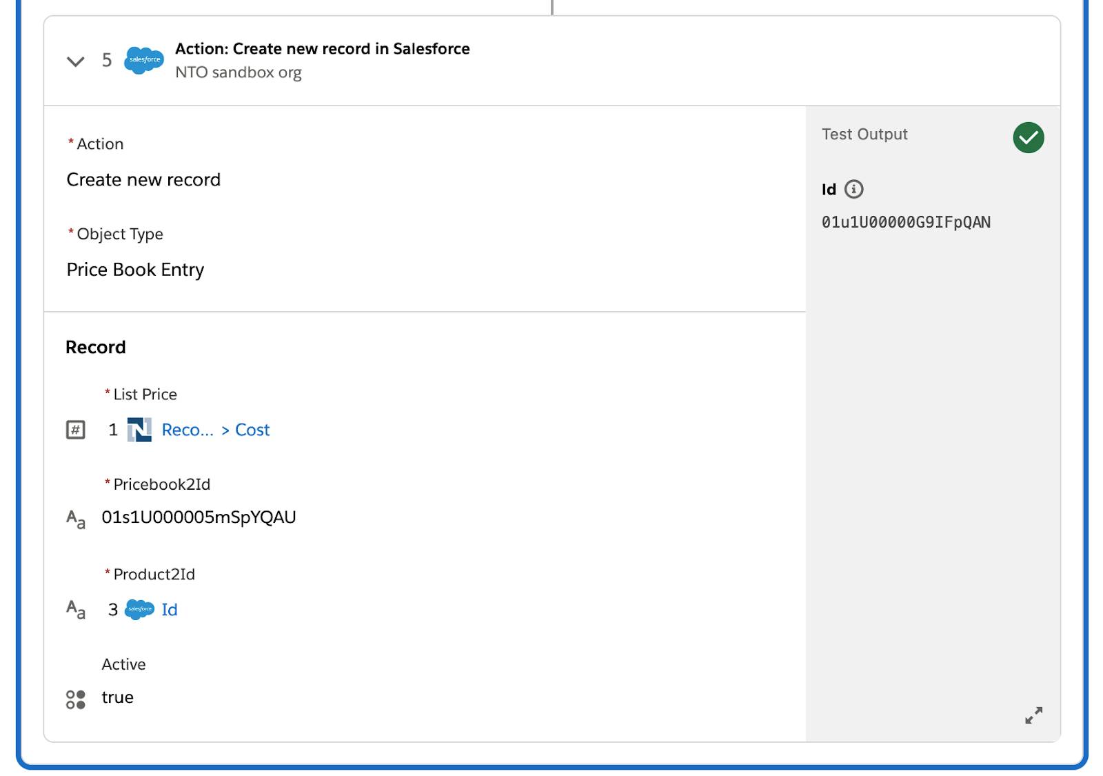 Tested flow showing a green check mark on step 5 in If branch.