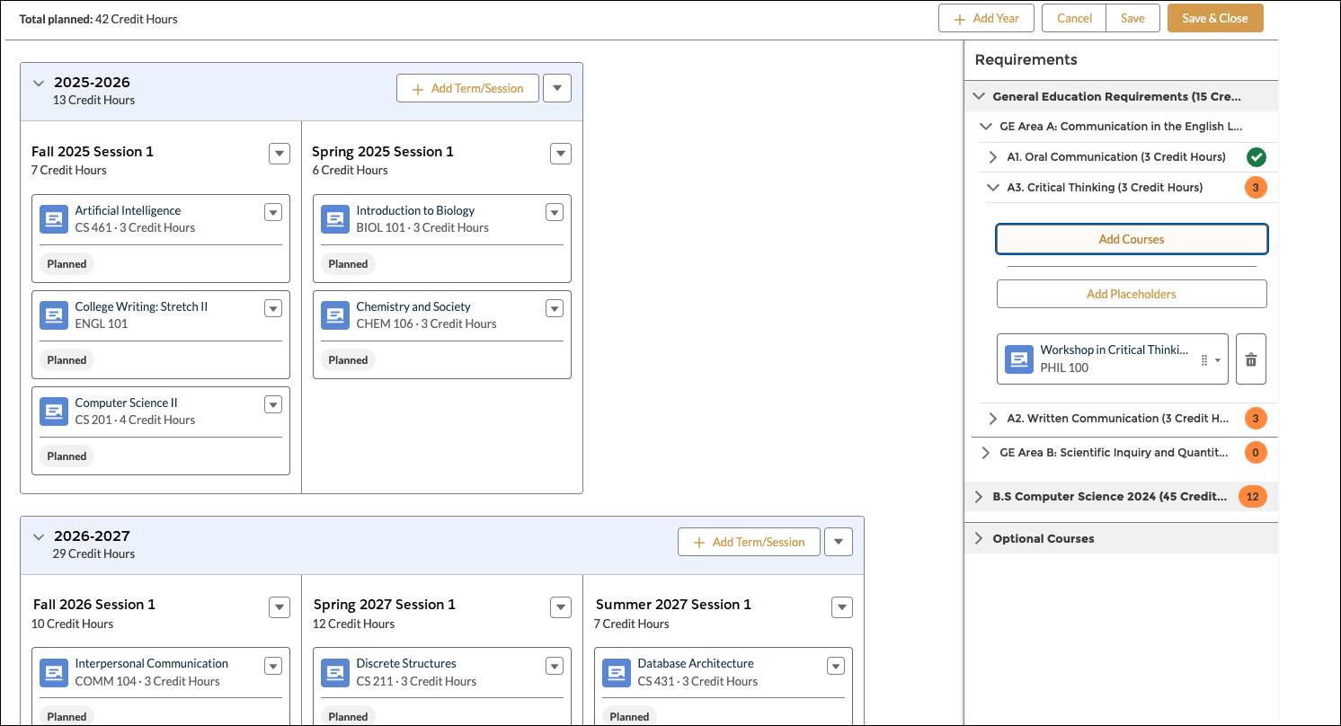 Intelligent Degree Planner on the Learner Portal.