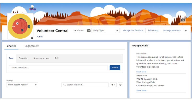The Volunteer Central group page