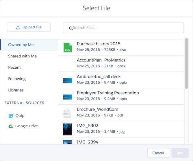 Salesforce Files セレクター