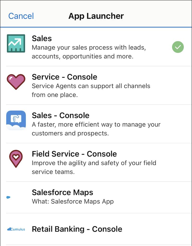App Launcher (Programma di avvio) app nella versione per dispositivi mobili