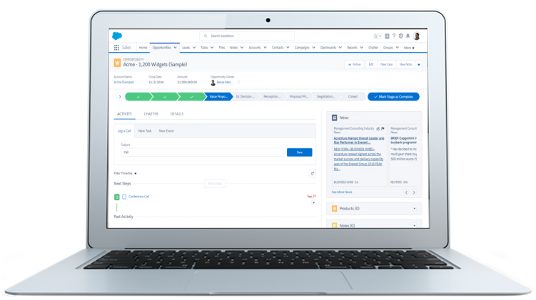 Enregistrement d’opportunité dans Lightning Experience.