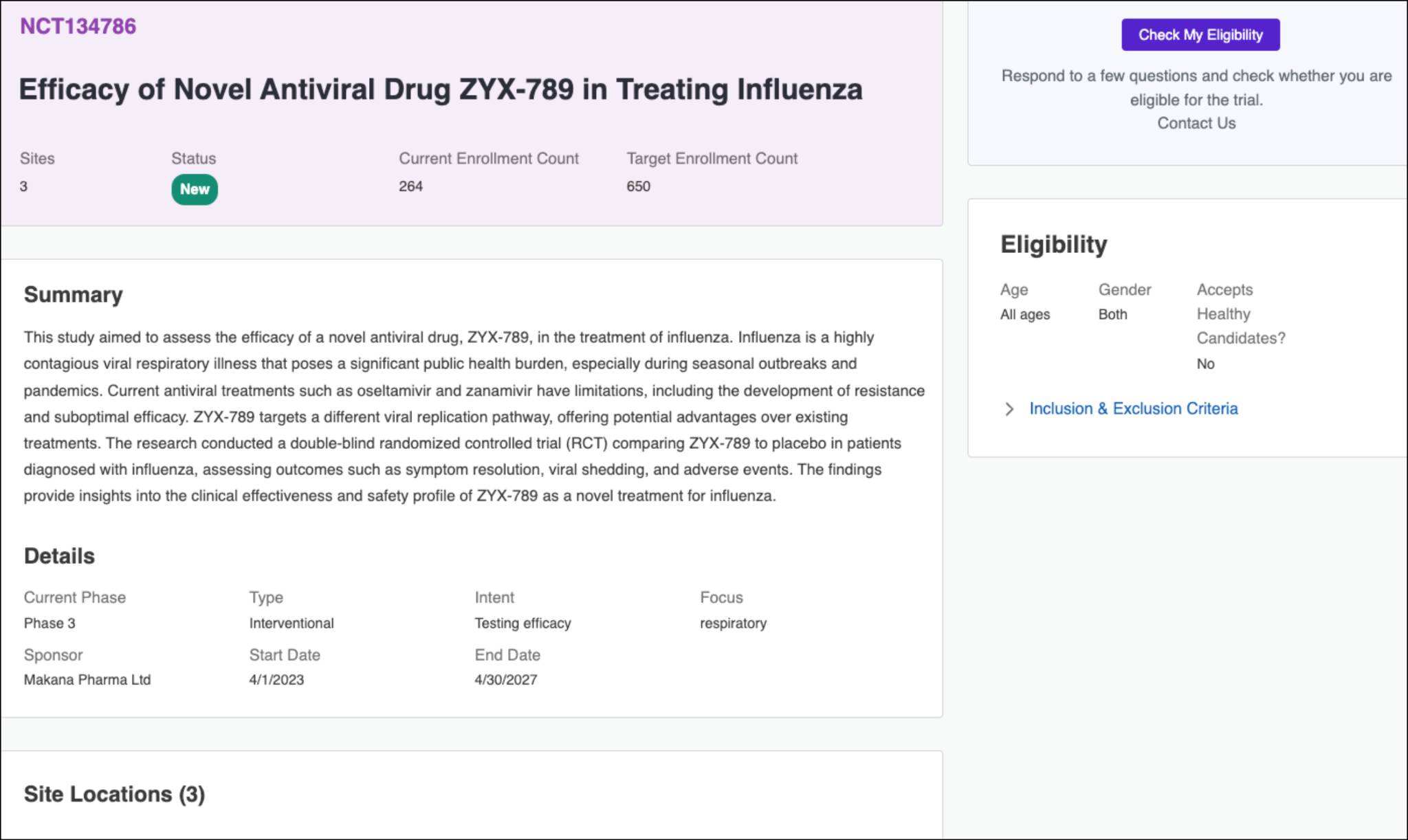 More detailed information about the influenza study.