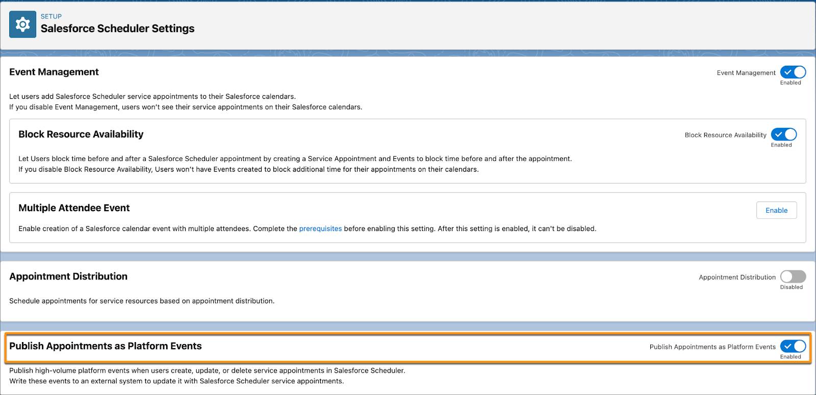 The Salesforce Scheduler Settings page.