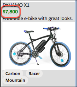 Price style makes the text green and bold.