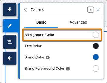 Colors section of the Theme panel