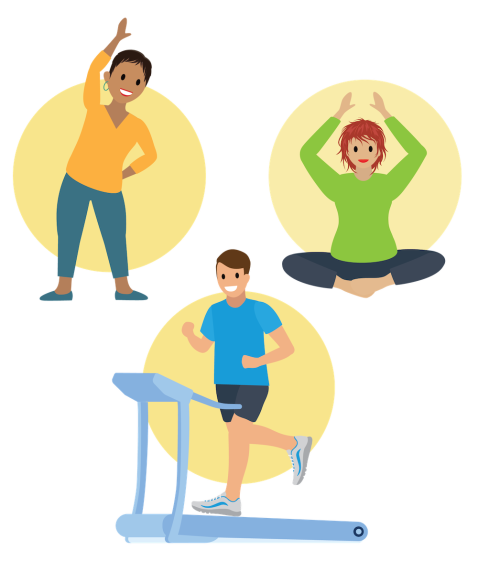 People engaged in different forms of physical exercise.