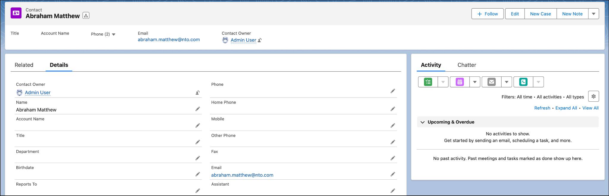 The Contact record with the updated email address.