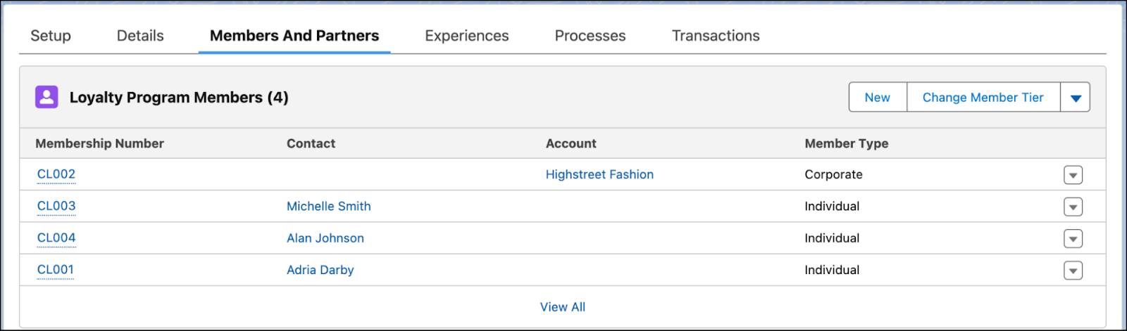 The Members And Partners tab where you create and manage program membership.