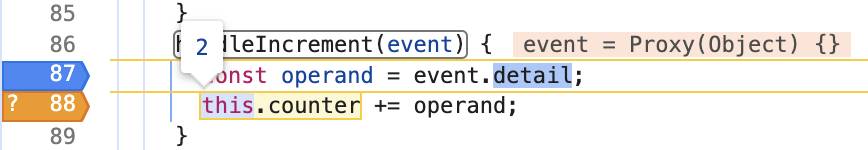 Conditional breakpoint highlighted