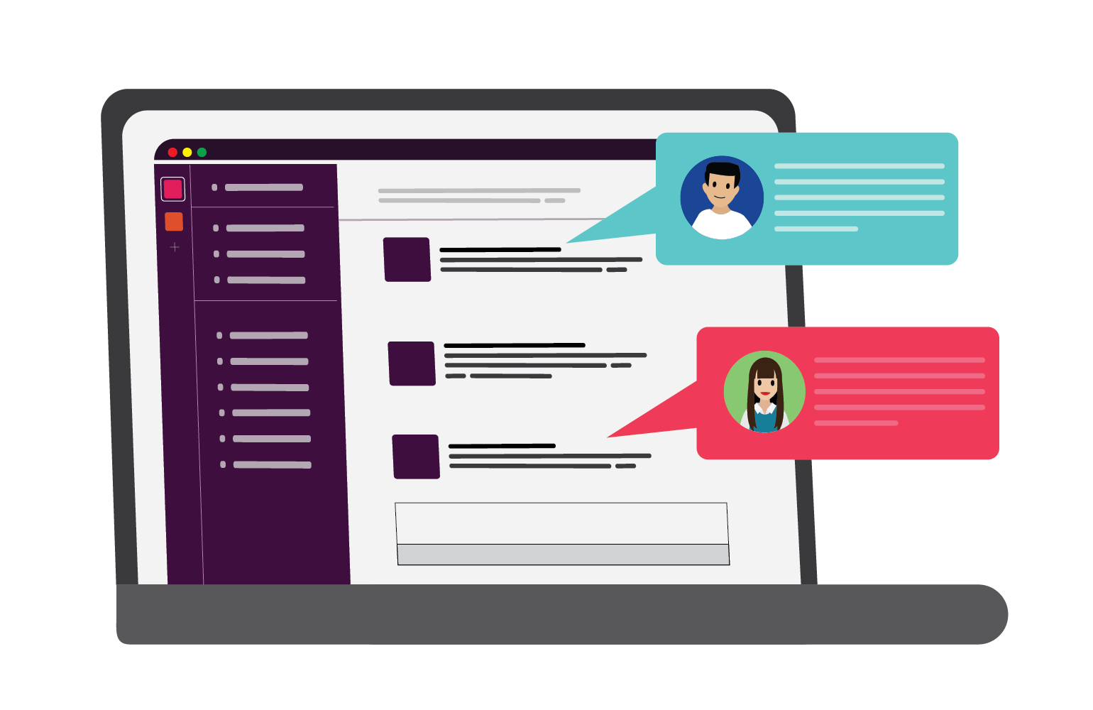 Personas publicando en Slack