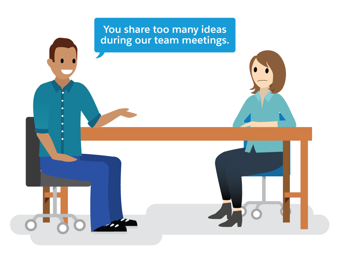 Raul telling Grace her frequent sharing can lead to the team feeling stressed.