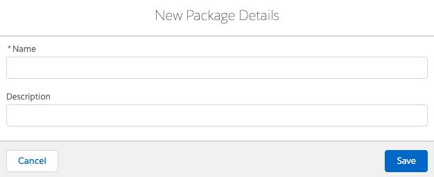 The New Package Details interface with the mouse clicking Save.