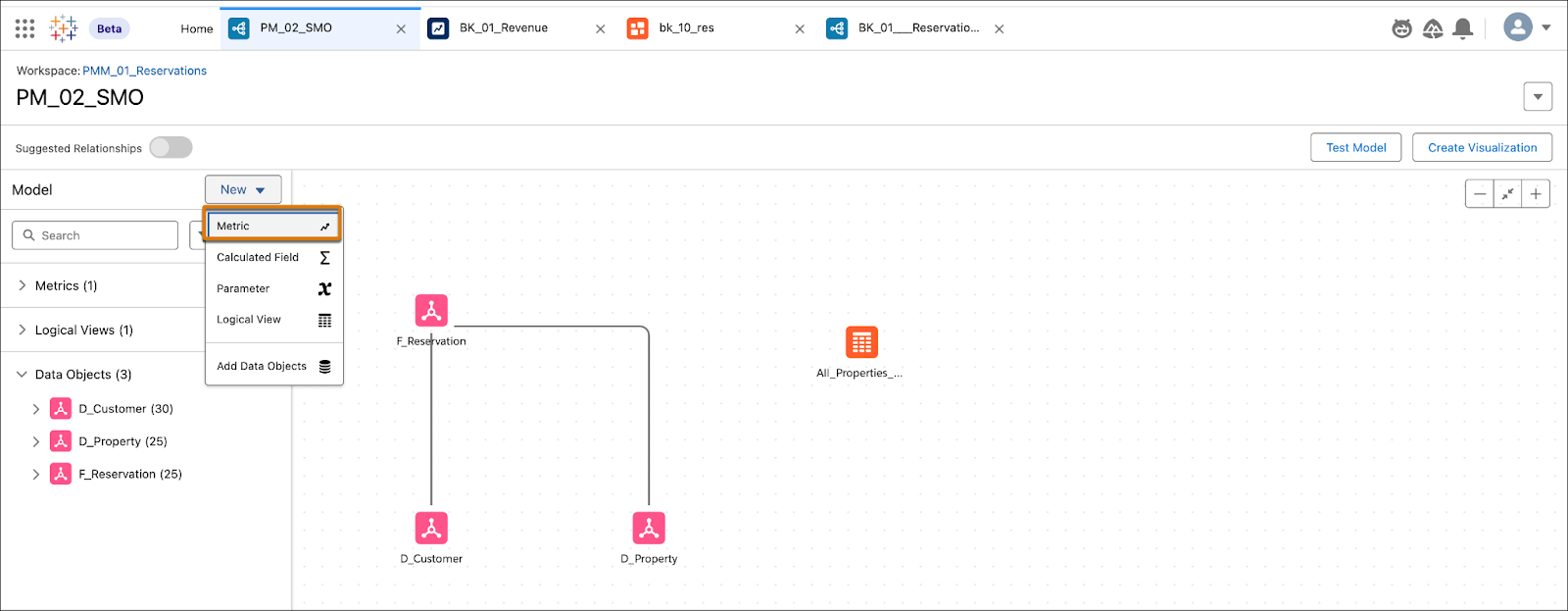 Create new metric from a semantic model.