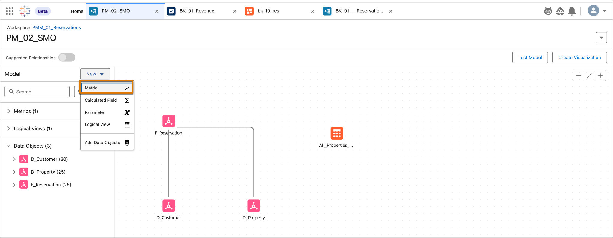 Create new metric from a semantic model.