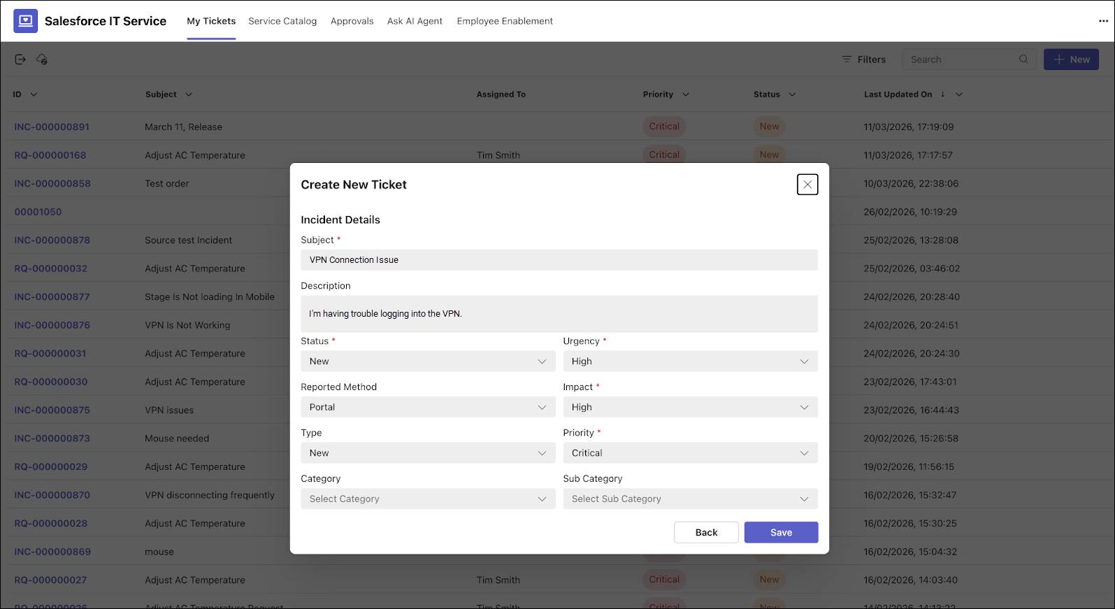 Create New Ticket window.