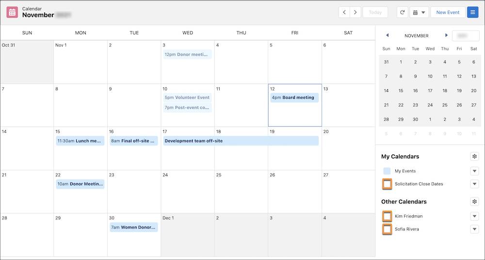 All Calendars hidden except for My Events