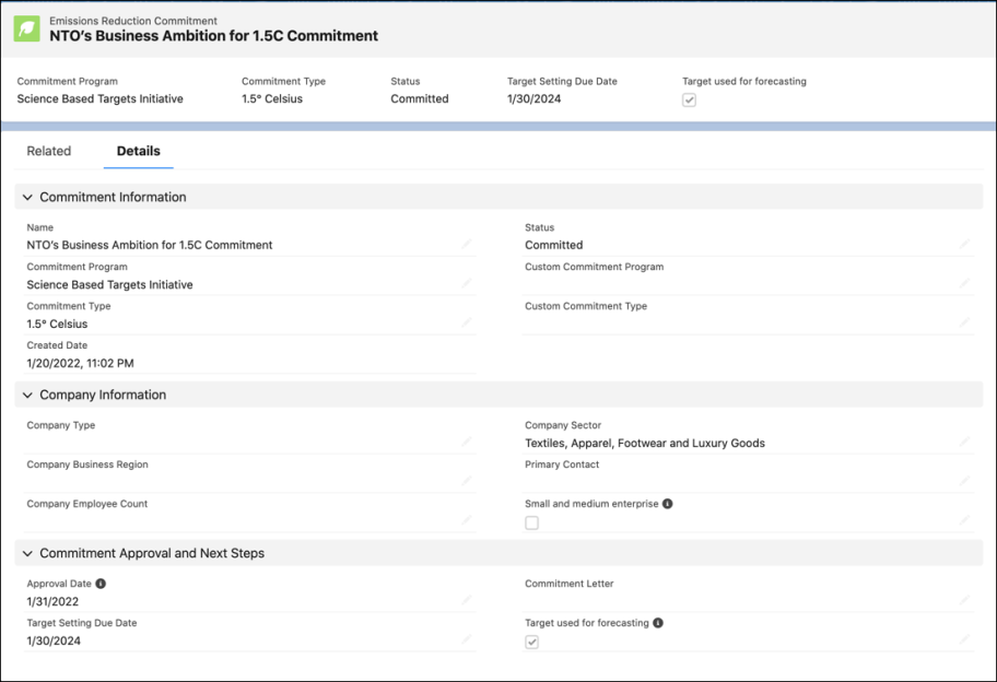 NTO’s emissions reduction commitment.