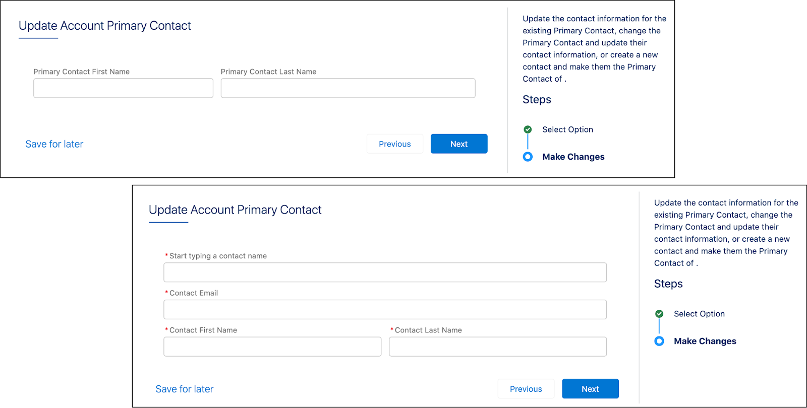 A guided interaction for an account from a service rep’s perspective