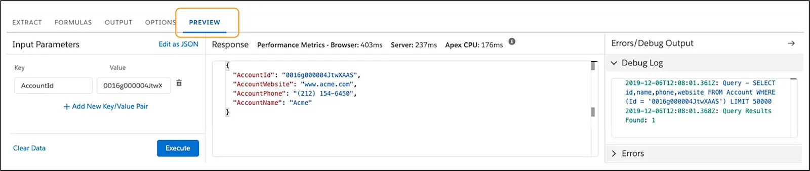 The Preview tab