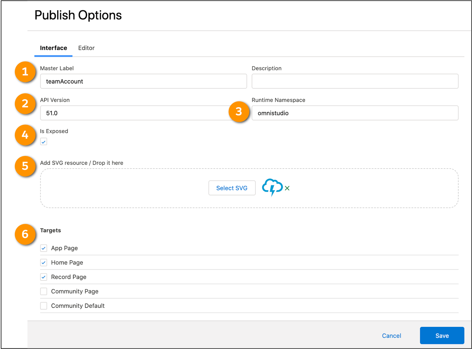 App Page, Home Page, and Record Page are enabled targets.