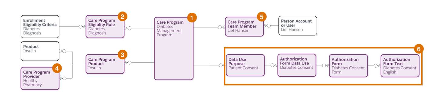 Diagram of objects related to program design.