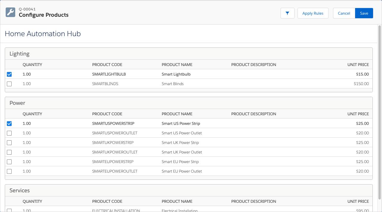 Product Configuration page of the Home Automation Hub bundle