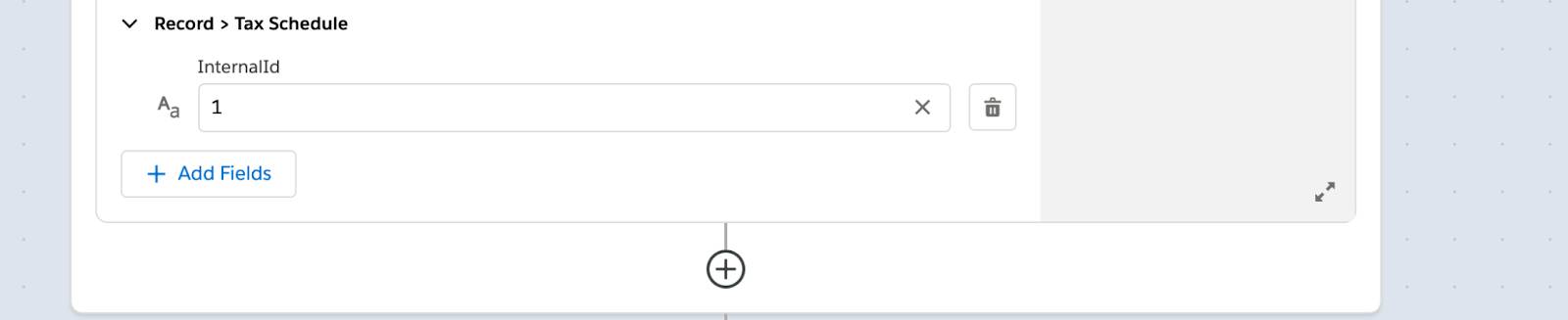 税額表の内部 ID などの項目があるフローのステップ 9 の他の部分。
