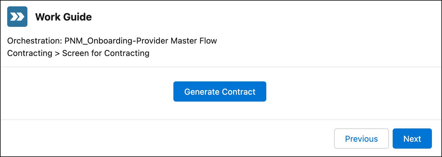 Work Guide step for generating a contract