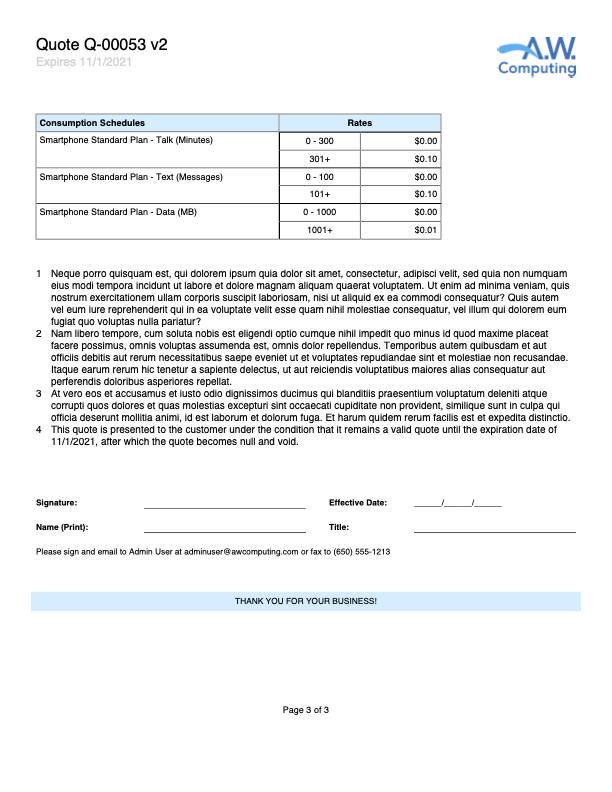 Page three of a three-page proposal document.
