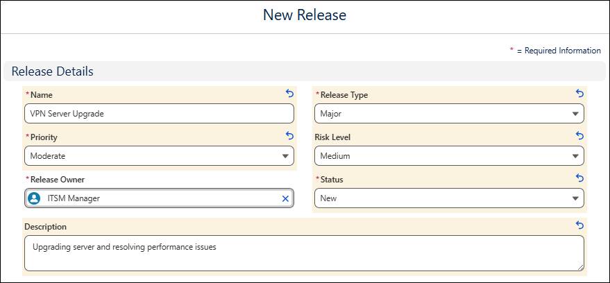 New Release window.