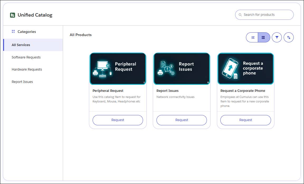Service catalog.