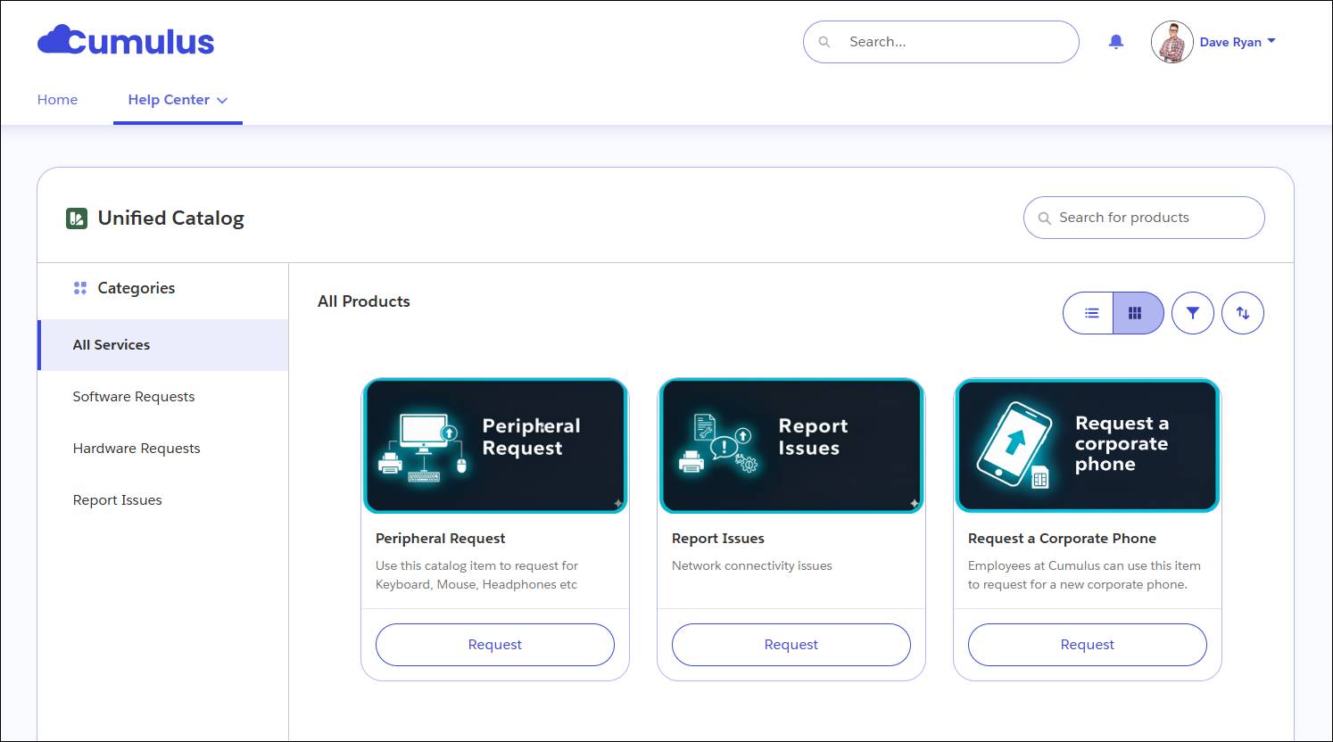 Unified Catalog on the employee portal.