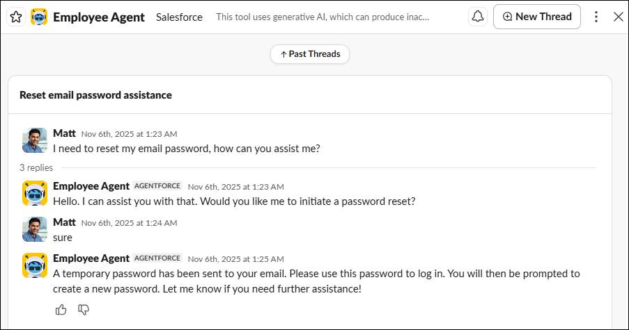 Screenshot of the: Employee Agent.