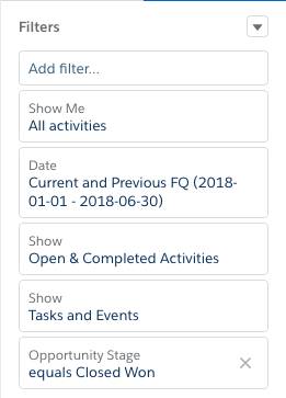 Filters properly configured for the Key Activities Report