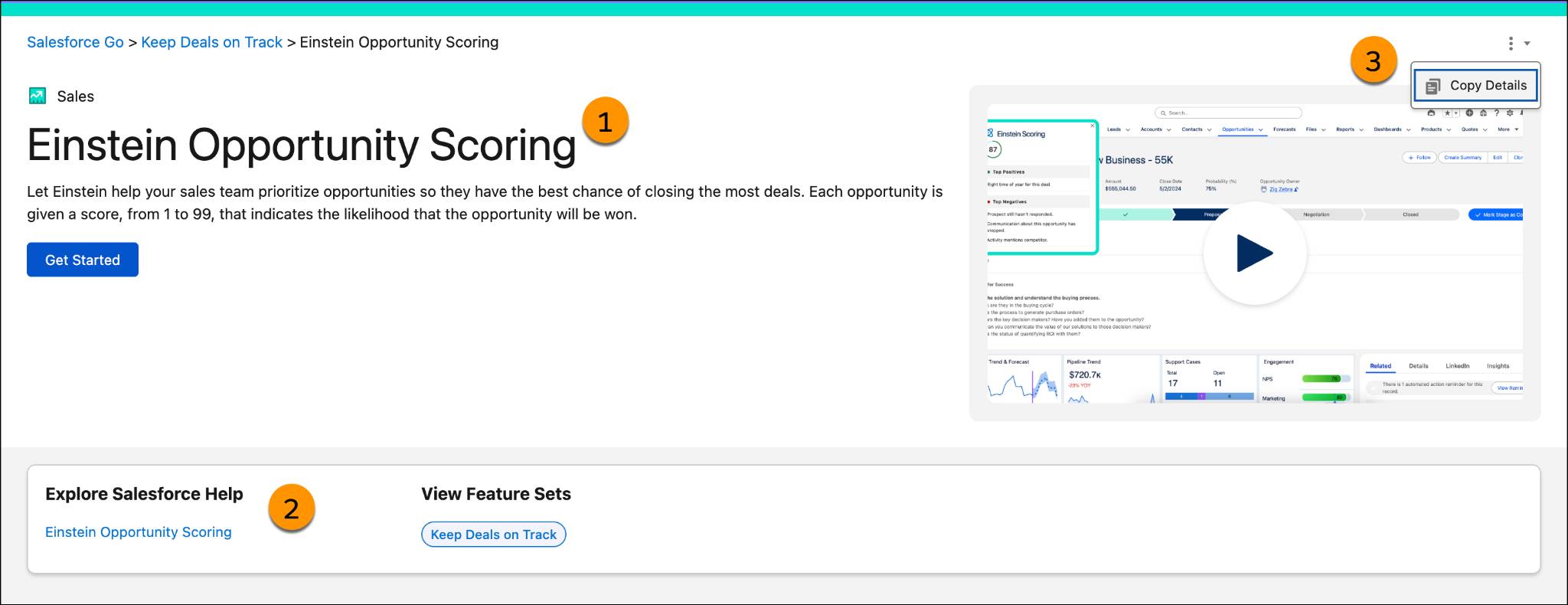 Einstein Opportunity Scoring feature page.