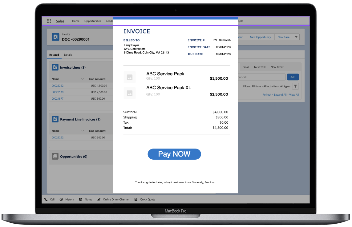 Invoice with Pay Now Link