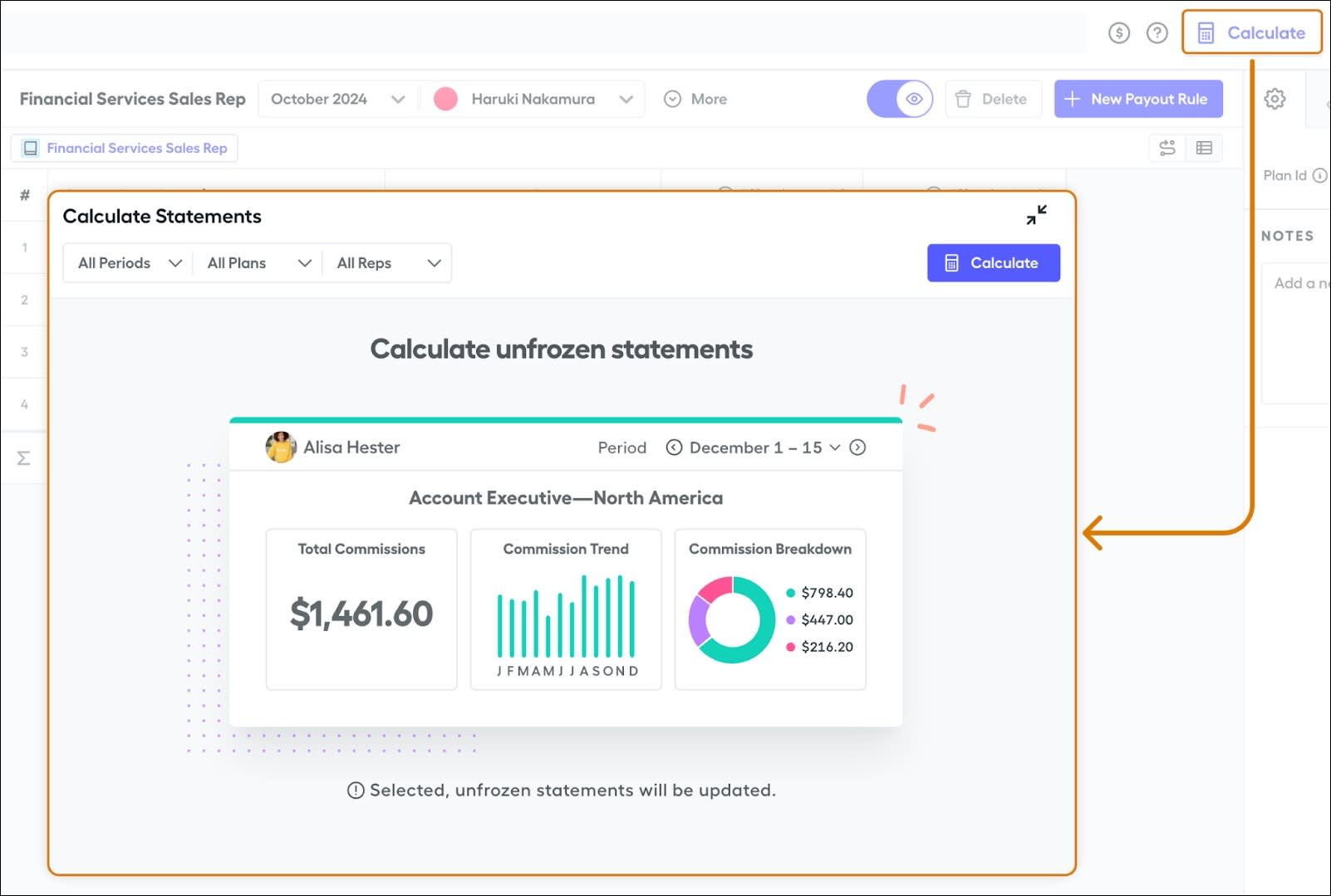 Recalculating the statements after adding new fields or metrics.