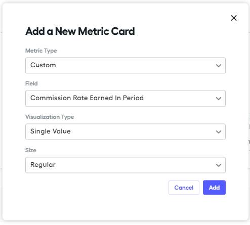 Add a New Metric Card window.