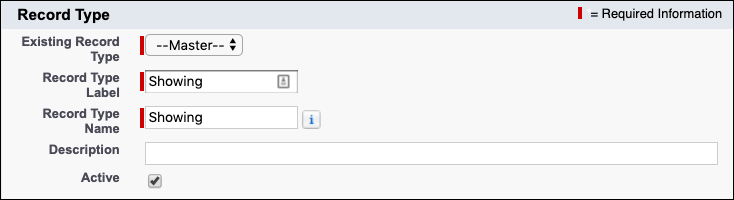 Una captura de pantalla de los detalles del nuevo tipo de registro