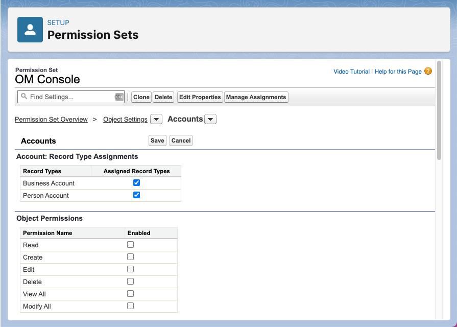 Configure the permission set to access Account records.