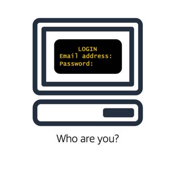 Computer that shows login screen, asking you to prove who you are